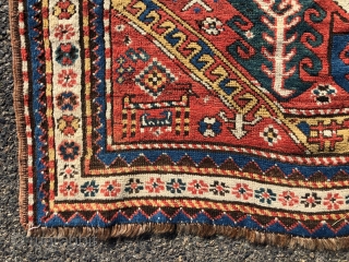 Antique Caucasian karrabagh rug, a type often described as “Kasim Ushak”. This reasonably early example has the characteristic medallions and serrated leaf motifs plus many interesting tribal decorations of humans and animals.  ...