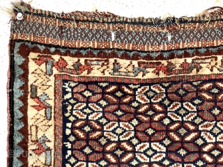 Antique south Persian bagface, probably qashqai with lovely soft old colors and an attractive uncommon design. I’ve had this design in a rug but not in a bag before. Fine weave and  ...