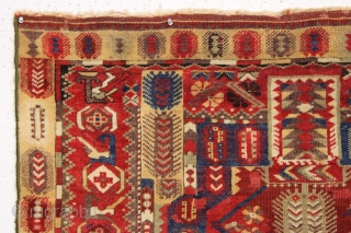 antique anatolian melas rug. Astonishingly complex design with sublime natural colors. Clean with a soft supple handle. Mostly good pile, few small spots of wear as shown. I see no major repairs  ...