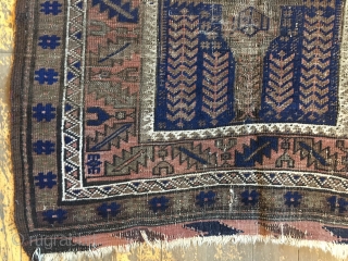 Back room storage clean out. Old Baluch rug. Dirty and very worn. About 3' x 4'6"                 