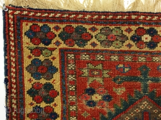 Antique large Kurdish bagface. Rough but older example of this group. Heavy brown oxidation and scattered wear as shown. All natural colors. Reasonably clean. Ca. 1875. 2' x 3'4"
    