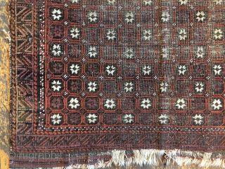 Back room storage clean out. Old Baluch rug. Dirty, worn and damaged. about 2'6" x 4'6"                 