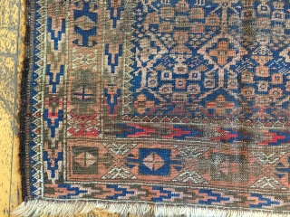 Back room storage clean out. Old Baluch rug. Dirty and worn. About 3' x 4'                  