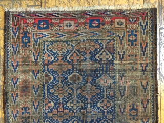 Back room storage clean out. Old Baluch rug. Dirty and worn. About 3' x 4'                  