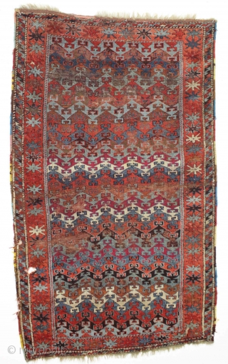 antique east anatolian rug. Interesting design. Not great condition. Priced accordingly. 19th c. 3'11" x 6'7"                 