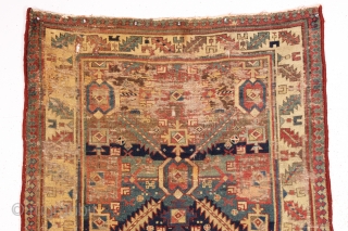 Early NW Persian kurdish rug. Interesting and fresh example of an iconic design. "as found", with areas of wear, scattered old small crude repairs. Some lustrous pile some low pile and oxidation.  ...