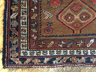 Antique kurdish long rug in good condition with charming little people and animals. Beautiful camel ground and all natural colors. Good thick overall pile and nice tight weave. I don't see any  ...