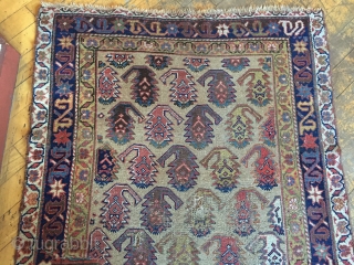 Antique northwest Persian rug. As found, wear, holes, patch. All good natural colors. Storage clean out and priced accordingly. Good age, ca. 1880. 3'8" x 8'8"       