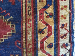 Antique turkish makri rug. Simple and bold. As found with wear and damage as shown. Storage clean out and priced accordingly. 19th c. 3'3" x 4'9"       
