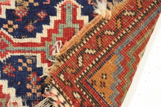 Antique little afshar bag. Unusual design. All natural colors. Original back. No repairs. Clean. ca. 1880 Piled area 13" x 18"            