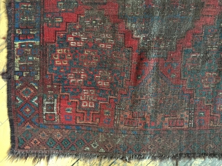 Ghostly Ersari beshir rug. Interesting design. Good colors. Storage clean out priced. 19th c. 4'10" x 6'7"                