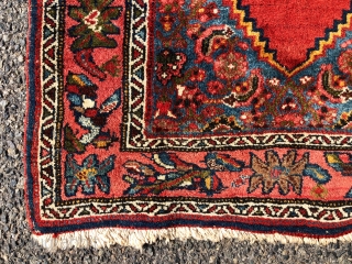 Lovely little Bidjar rug with excellent color and tight high pile. Usual thick bidjar construction. Overall very good condition with original selvages and secured ends. High quality little rug. Reasonably clean. Early  ...