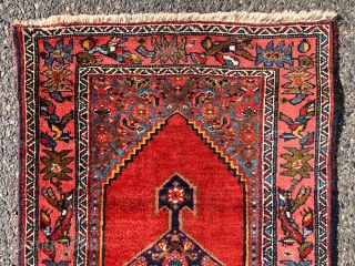 Lovely little Bidjar rug with excellent color and tight high pile. Usual thick bidjar construction. Overall very good condition with original selvages and secured ends. High quality little rug. Reasonably clean. Early  ...