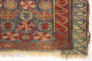Antique seichour rug. Unusual and fresh, meaning very very dirty, rug with a novel design I have not seen before. The weaver liked the large Georgian border so much she used it  ...