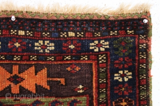 antique kurdish bagface. Another example of the type. Good overall condition.  All natural colors with excellent wool. Pretty greens. Clean. good age ca. 1875. 26" x 27"     