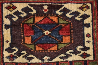 antique kurdish bagface. Another example of the type. Good overall condition.  All natural colors with excellent wool. Pretty greens. Clean. good age ca. 1875. 26" x 27"     