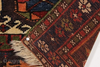 antique kurdish bagface. Another example of the type. Good overall condition.  All natural colors with excellent wool. Pretty greens. Clean. good age ca. 1875. 26" x 27"     