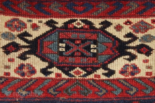 antique kurdish bagface. Good example of an interesting design. All natural colors with highest quality wool. Clean. Good age, ca. 3rd qtr. 19th c. 20" x 28"      