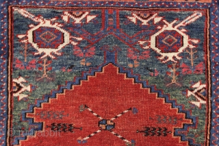 antique small turkish karaman prayer rug. Lovely old rug with all good natural colors including pretty greens and a fine old purple. Mostly good pile. Clean with a small bit of well  ...