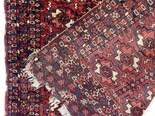 Out of the cedar chests. The only Tekke small carpet or “marriage “ rug I thought worthy of keeping. Lovely old colors, interesting skirt panels, great weave and lustrous wool. Structurally ok  ...