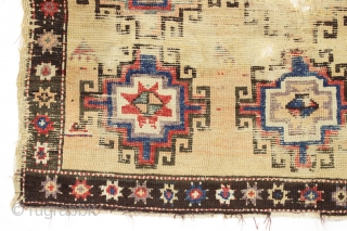 Antique anatolian rug. Old survivor, barely. One could wax poetic on this relic. Or not. 4'7" x 4'11"               