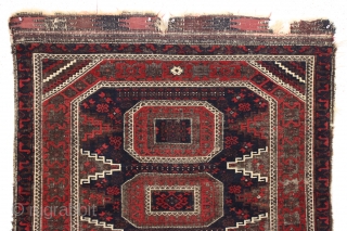 antique baluch rug. High quality example of the type. All natural colors. "As found", with heavily oxidized browns. No repairs. Could use a good wash. 19th c. 3'8" x 6'8"   