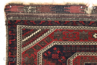 antique baluch rug. High quality example of the type. All natural colors. "As found", with heavily oxidized browns. No repairs. Could use a good wash. 19th c. 3'8" x 6'8"   