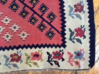 Antique Balkan or sarkoy Kilim. Pretty good condition, maybe use a wash. As found out of a New England barn. Last few storage clean out pieces. Not my area but looks early  ...