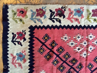 Antique Balkan or sarkoy Kilim. Pretty good condition, maybe use a wash. As found out of a New England barn. Last few storage clean out pieces. Not my area but looks early  ...