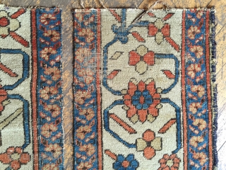 Two border fragments from a large old northwest Persian carpet. Storage clean out priced. Ca. 1900? Each about 18" x 4'            