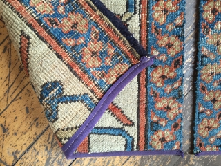 Two border fragments from a large old northwest Persian carpet. Storage clean out priced. Ca. 1900? Each about 18" x 4'            