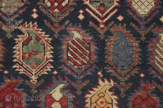 Antique early east caucasian rug. Interesting marasali type radiating boteh in a non prayer rug format. The large variety of boteh I see as a sign of good age and the unusual  ...