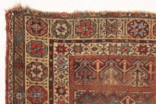 Early turkish mudjar prayer rug. Unusual and attractive borders. As found, very dirty with heavy wear and some damage as shown. All good natural colors.  Other than some edge wrapping I  ...