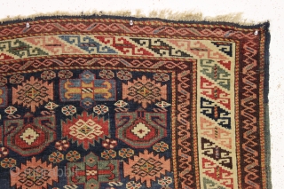 antique seichour kuba rug. Active and interesting field design. Fresh New England rug. All natural colors. As found, very very dirty with some wear, very small hole as shown. Original selvages. Couple  ...