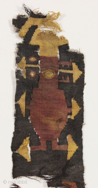 pre columbian textile. Looks South American to me but not my area of expertise. "as found", not mounted. Found locally. (in the piles). 3" x 26"       