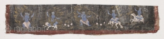 Old painted fragment. Looks tibetan to me. Don't mess with these guys, buy it. 4 1/2" x 23 1/2"              