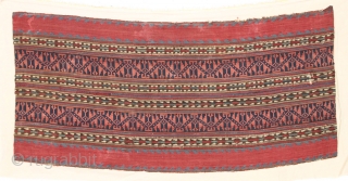 Antique textile jajim fragment. Fine fine fine. All natural colors. Lightly sewn onto cloth. Colorful older example. 19th c. 18" x 38"           