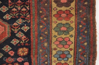 antique northwest persian or kurdish rug. As found, very very dirty but mostly good pile and beautiful all natural colors. Old moth damage in top right corner and a  spot of  ...