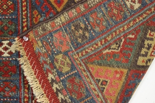 Antique jaf kurd bagface. A rainbow of natural colors. Pretty good even low pile allover. "as found", a bit dirty with no field repairs. Cheerful little ca. 1880 weaving. 25" x 26" 