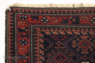 antique large baluch bagface. Appears to have a little corroded magenta silk pile. Good fresh example of an uncommon type. All fine natural colors. Overall even low pile. Original selvages. Bit of  ...