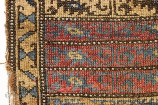 Antique bagface. Probably kurdish. Unusual design. Intersting palette with lots of natural brown wools. Has a certain degree of integrity I like. Nice hole. ca. 1880. 2' x 2' 11"    ...