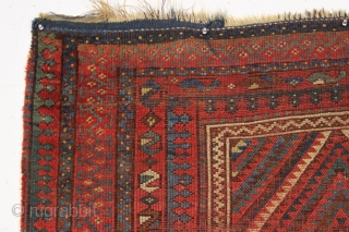 antique kurdish rug with an unusual design. "as found" 19th c. 4'4" x 7'6"                   