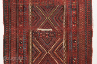 antique kurdish rug with an unusual design. "as found" 19th c. 4'4" x 7'6"                   