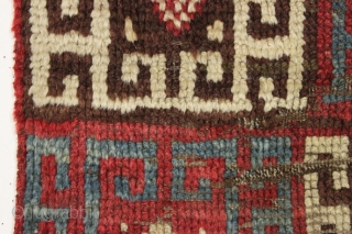 antique turkish rug fragment. early 19th c. 16" x 19"                       