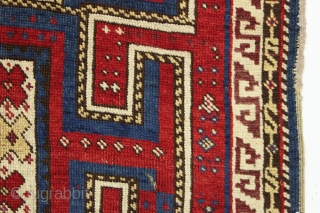 antique caucasian avar rug with a bold archaic field design. Overall good condition for the age with original selvages and remnant end kelim. All excellent natural colors. As nice an example of  ...