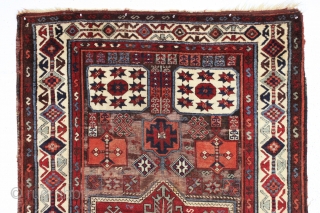 antique east anatolian kurdish long rug. Good older example of a classic type. In fair condition with much good thick pile combined with an almost completely corroded ground. All natural colors. Edges  ...