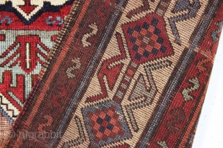 antique east anatolian kurdish long rug. Good older example of a classic type. In fair condition with much good thick pile combined with an almost completely corroded ground. All natural colors. Edges  ...