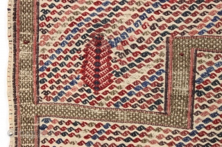 antique anatolian flat weave with interesting ascending niche design. All natural colors. Complete and overall good condition as shown with very slight old wear. 19th c. 3'8" x 4'11"
    