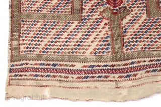 antique anatolian flat weave with interesting ascending niche design. All natural colors. Complete and overall good condition as shown with very slight old wear. 19th c. 3'8" x 4'11"
    