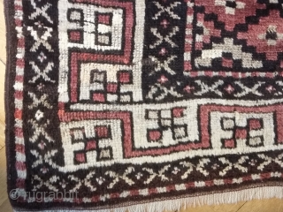Qaraqalpaq ( Karakalpak) Amur Darya Tarim, medium sized main rug, 191/148 cm.First q 20thC.This rug has an aura, despite several restaurations of corroded spots, done in the country of origin and with  ...